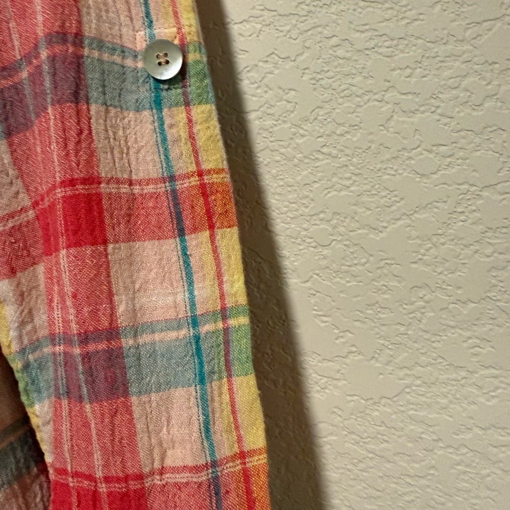 SOFT SURROUNDINGS Comfy Red and Green Button Down Shirt Womens Sz LARGE - Picture 7 of 14